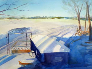 Boathouse In Winter - Pat Rodell